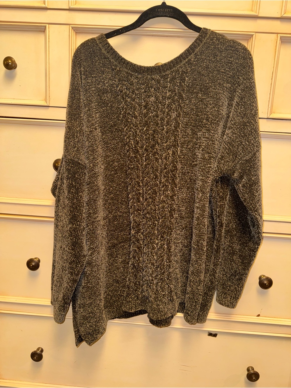 Sonoma Charcoal Heather Chenille Cable Crew Sweater